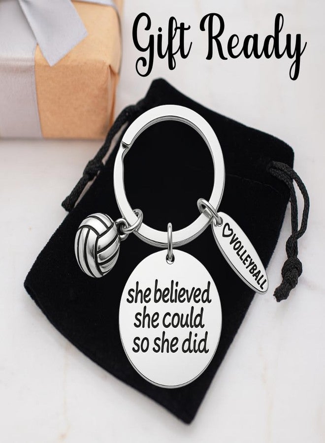إنفينيتي كوليكشن هدية سلسلة مفاتيح على شكل كرة طائرة - عبارة "آمنت بقدرتها ففعلت" مع تعليقة على شكل قلب وكرة - إكسسوارات تحفيزية للاعبي وفرق ومدربي كرة الطائرة - Image 4
