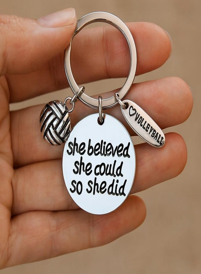 إنفينيتي كوليكشن هدية سلسلة مفاتيح على شكل كرة طائرة - عبارة "آمنت بقدرتها ففعلت" مع تعليقة على شكل قلب وكرة - إكسسوارات تحفيزية للاعبي وفرق ومدربي كرة الطائرة - Image 5