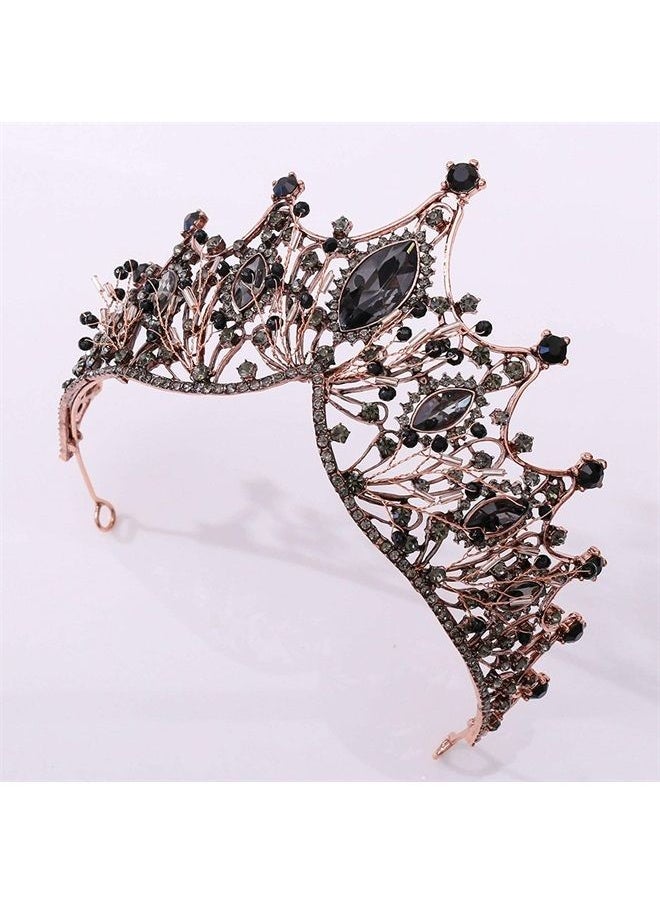 ZaneGear - Crystal Wedding Crowns, Baroque Queen Crowns, Costume Party Hair Accessories, for Women and Girls(Black Crown) - Image 1