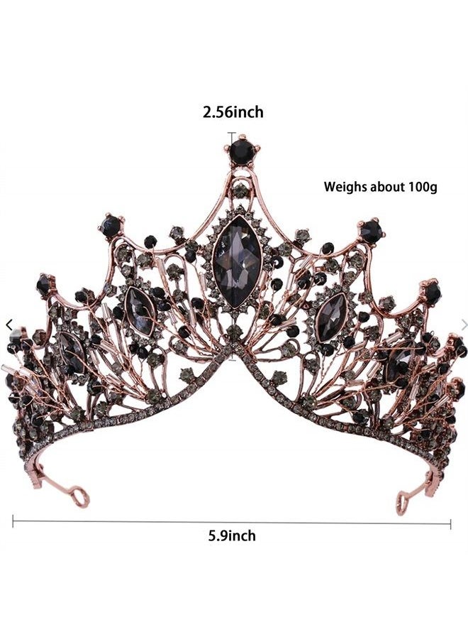 ZaneGear - Crystal Wedding Crowns, Baroque Queen Crowns, Costume Party Hair Accessories, for Women and Girls(Black Crown) - Image 1