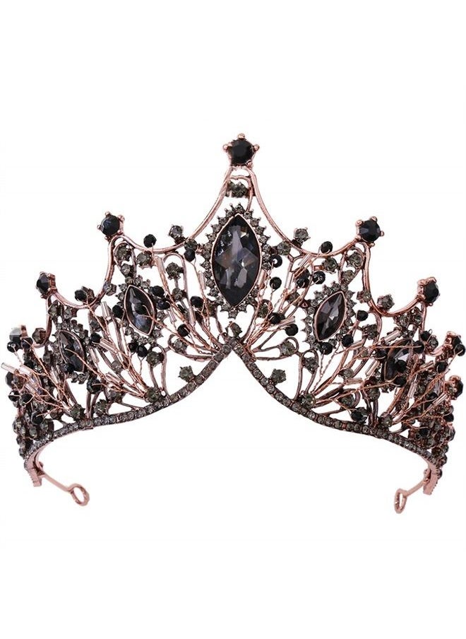 ZaneGear - Crystal Wedding Crowns, Baroque Queen Crowns, Costume Party Hair Accessories, for Women and Girls(Black Crown) - Image 1