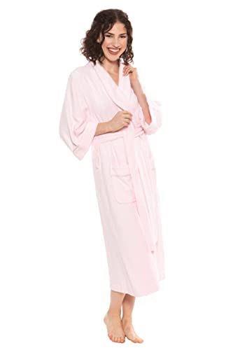 TexereSilk Women's Luxury Terry Cloth Bathrobe - NEW & IMPROVED FABRIC (Barely Pink, Small/Medium) - Image 1