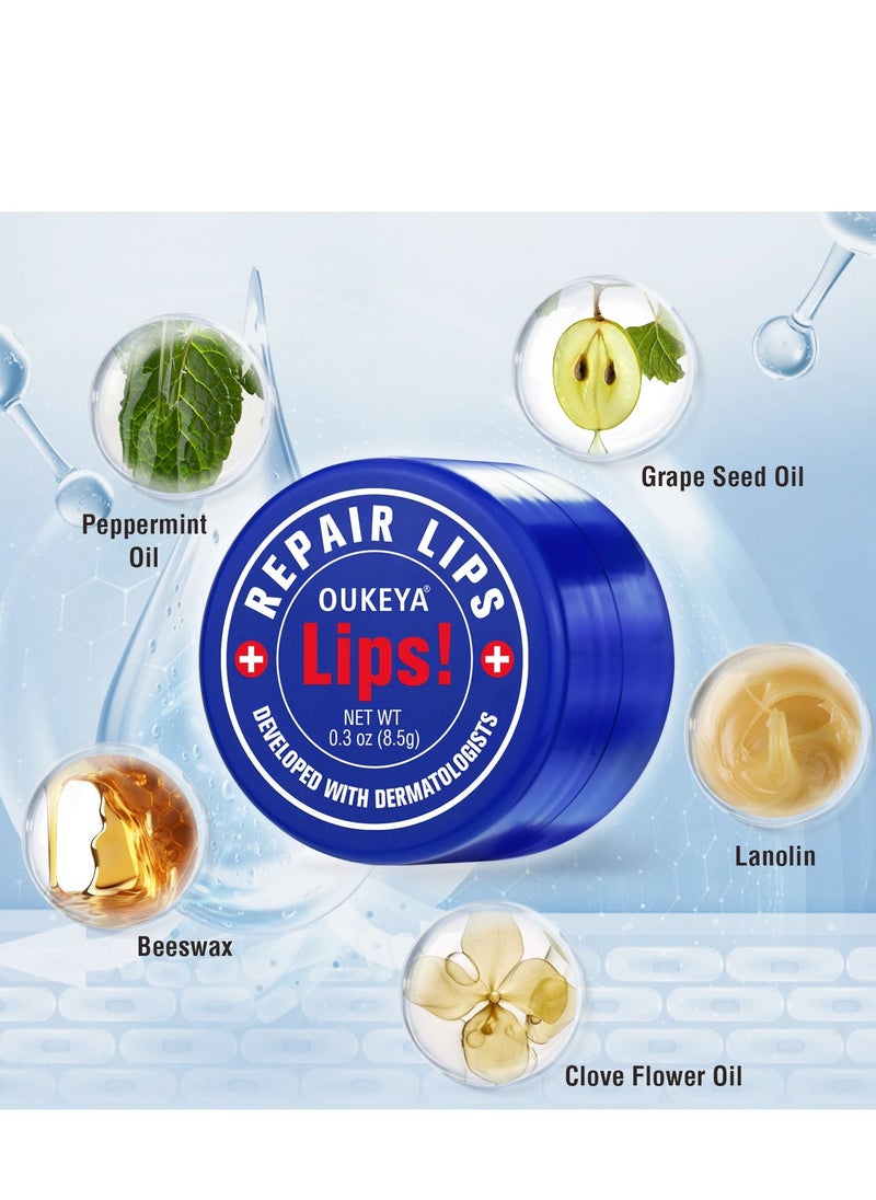 OUKEYA Vaseline, Peppermint Oil Moisturizing Lip Balm, 100% Natural Mint Lip Balm, Overnight Medicated Lip Mask, 24-Hour Lasting Moisturizing Repair, Treatment for Severely Chapped Lips 0.3oz - Image 2