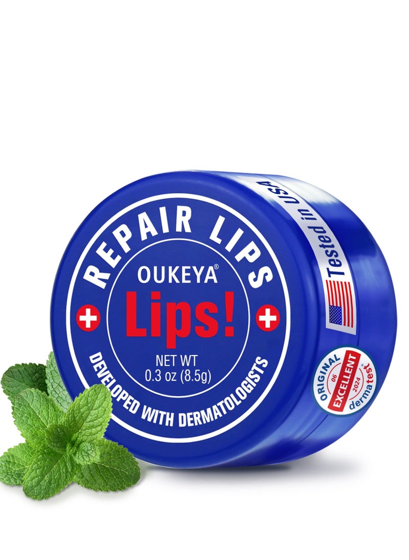 OUKEYA Vaseline, Peppermint Oil Moisturizing Lip Balm, 100% Natural Mint Lip Balm, Overnight Medicated Lip Mask, 24-Hour Lasting Moisturizing Repair, Treatment for Severely Chapped Lips 0.3oz - Image 1