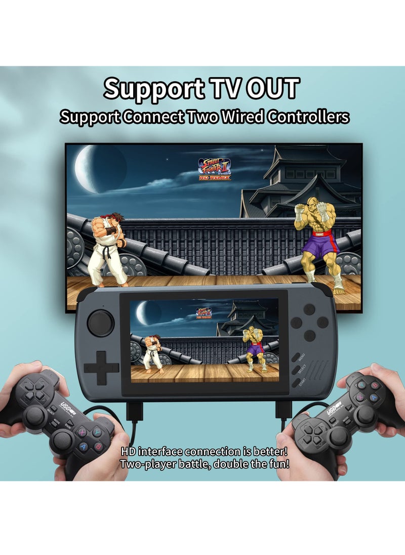 Open Source Handheld Game Console, 4.3 Inch IPS HD Screen, 3500+ Classic Video Games, Multi-Emulator/HD Output/TF Card Expansion (ATM7051 CPU Quad Core ARM CORTEX-A9, 64G Black)