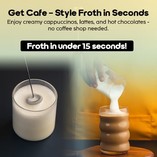 InstaCuppa Rechargeable Travel Milk Frother with 3 Speed Settings,4 Stainless Steel Whisks (Classic Froth,Egg Beater,Protein Mixer) Coffee Beater for Lattes & Cappuccino,Battery Powered,Black - Image 5