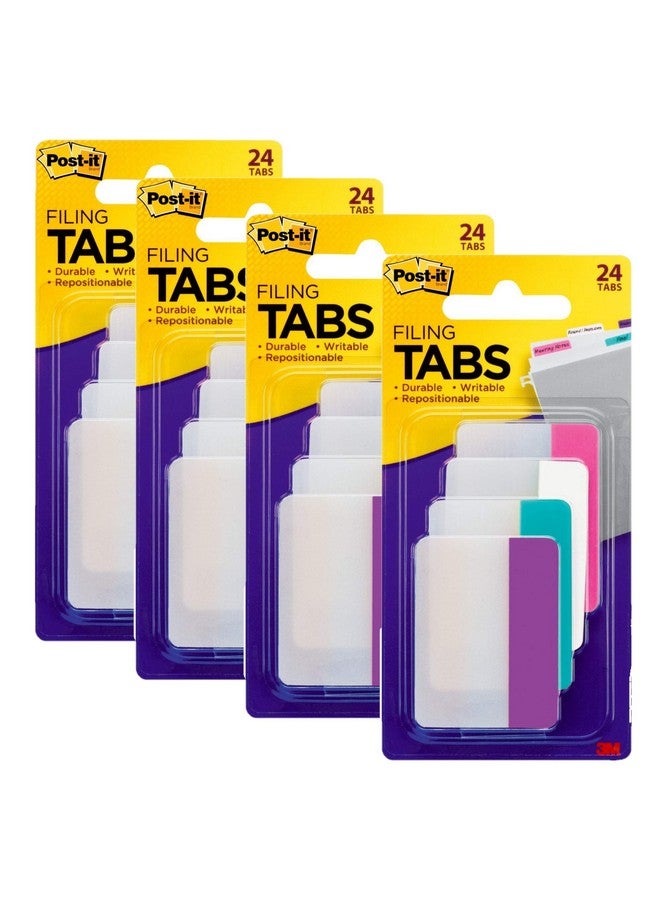 Filing Tabs, 2 X 1.5, Solid Assorted Colors, Pack Of 4