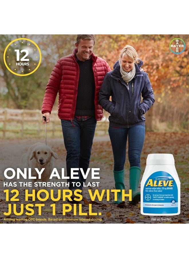 Aleve أقراص تحتوي على نابروكسين صوديوم، 220 ملغ (NSAID) مسكن للألم/مخفض للحمى، 24 حبة، زرقاء - Image 3