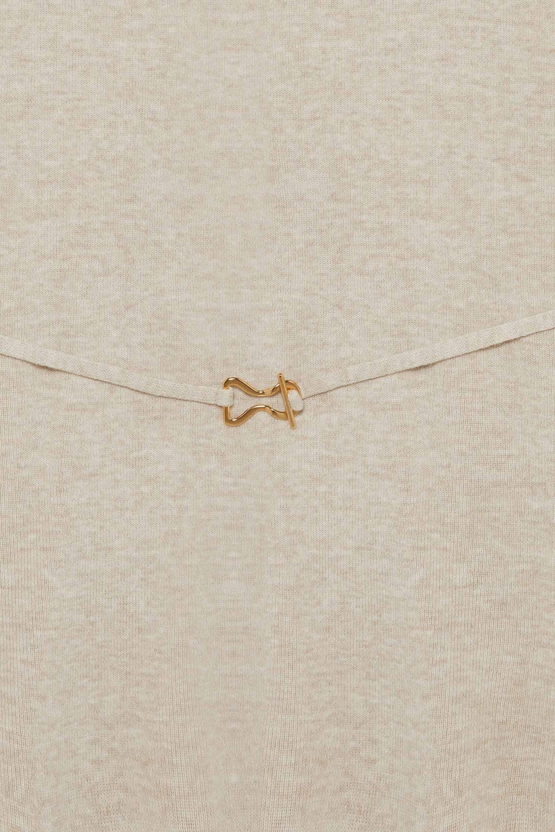 DeFacto Beige Woman Crew Neck Belt Detail Knit Vest Casual - Image 5