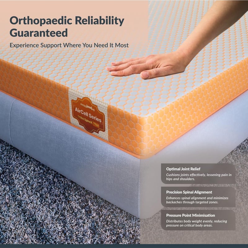 SleepyHug SleepyHug Ortho Spinex Plus 6 inch Mattress with Aircell Technology 3 Zones Support 5 Years Warranty Mattress for Back Pain Relief Double Bed Size Mattress 72x48x6 Inch  - Image 2