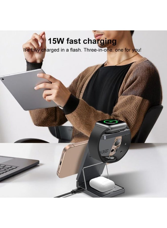 يسيدو محطة شحن لاسلكية مغناطيسية قابلة للطي 3 في 1 من Yesido DS25 (أسود) - Image 3