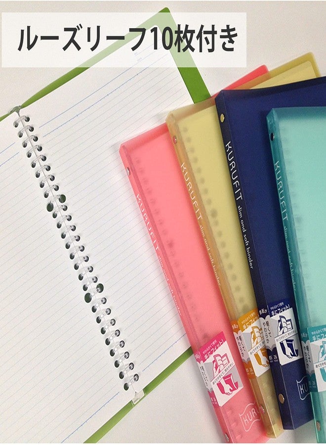 Maruman KURUFIT 26‑Ring Binder with Colorful Flexible Translucent Cover, B5 Size, 7.17" x 10.12", Holds up to 60 Pages / 120 Sheets, Light Pink, Made in Japan - Image 4