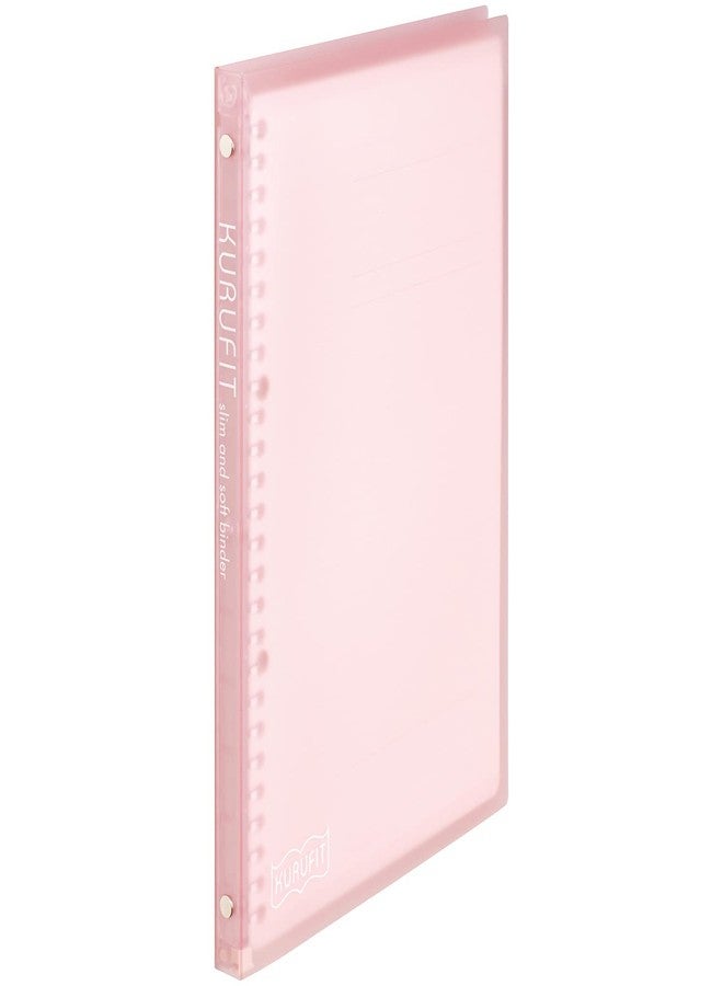 Maruman KURUFIT 26‑Ring Binder with Colorful Flexible Translucent Cover, B5 Size, 7.17" x 10.12", Holds up to 60 Pages / 120 Sheets, Light Pink, Made in Japan - Image 1