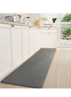 Anti Fatigue Kitchen Mat Waterproof PVC Kitchen Rugs Non Slip Washable Heavy Duty Kitchen Runner Easy Clean Kitchen Floor Mat Oil Resistant (Grey 44x150cm)
