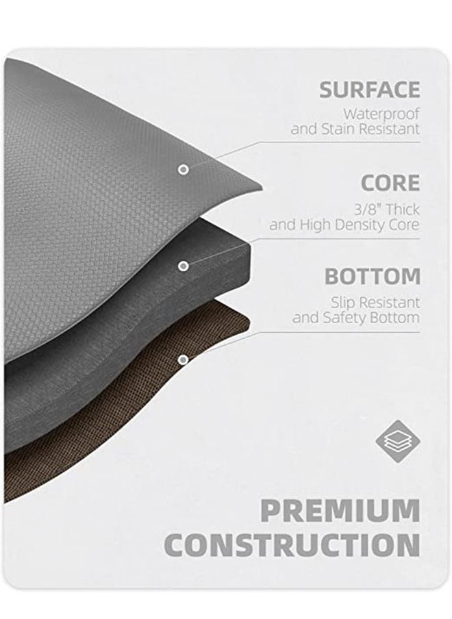 Generic - Anti Fatigue Kitchen Mat Waterproof PVC Kitchen Rugs Non Slip Washable Heavy Duty Kitchen Runner Easy Clean Kitchen Floor Mat Oil Resistant (Grey 44x150cm) - Image 1