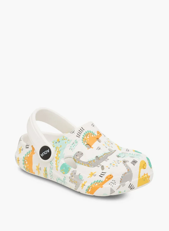 أكوا Boys Dino Print Clogs with Backstrap