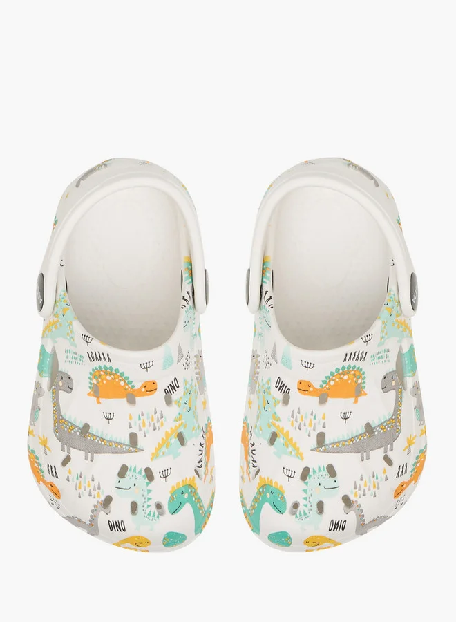 أكوا Boys Dino Print Clogs with Backstrap