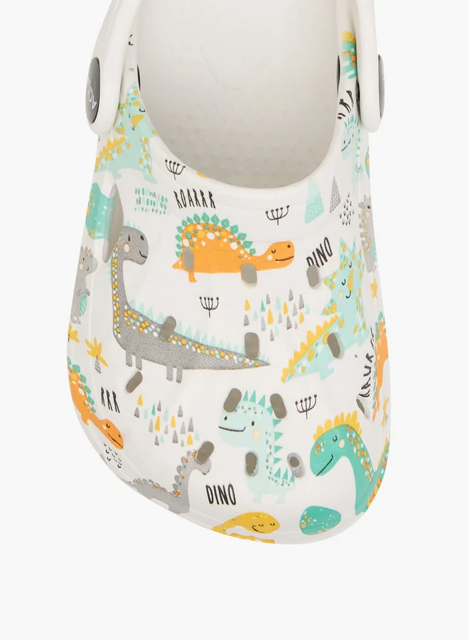 Aqua Boys Dino Print Clogs with Backstrap