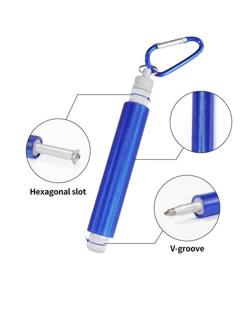 Golf Clean Tool Set, Golf Club Groove Sharpener, Re-Grooving Cleaning Tool for Wedges Irons with Magnetic Connection Design (Blue)