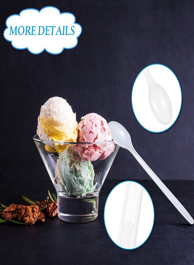 Romooa 150 Pieces White Plastic Sundae Spoons 7.2 Inch Disposable Utensils Ice Cream Spoons with Long Handle for Milkshakes, Tea and Floats, Stirring Cocktails and Tall Iced Beverages - Image 3