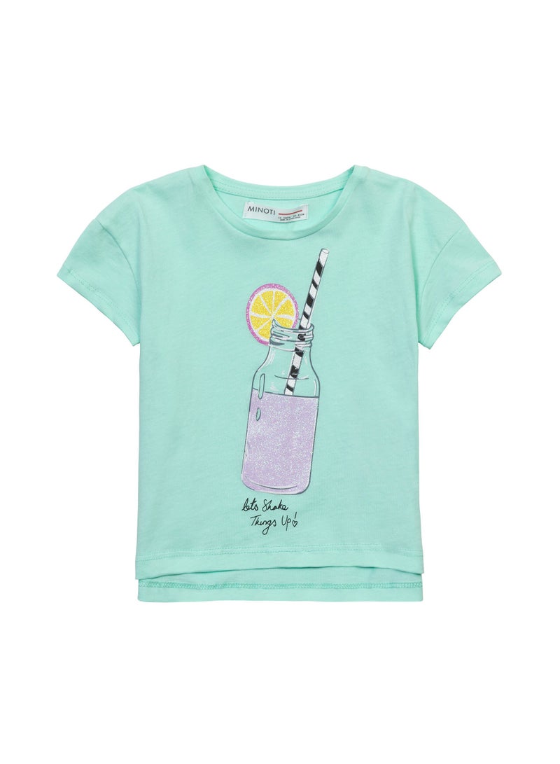 MINOTI Girls Short Sleeve T-Shirt with Front Print  - Image 1