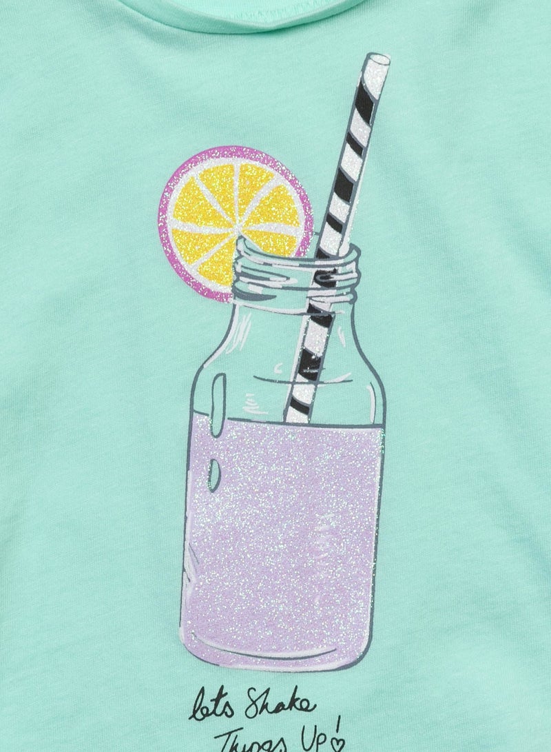 MINOTI Girls Short Sleeve T-Shirt with Front Print  - Image 3