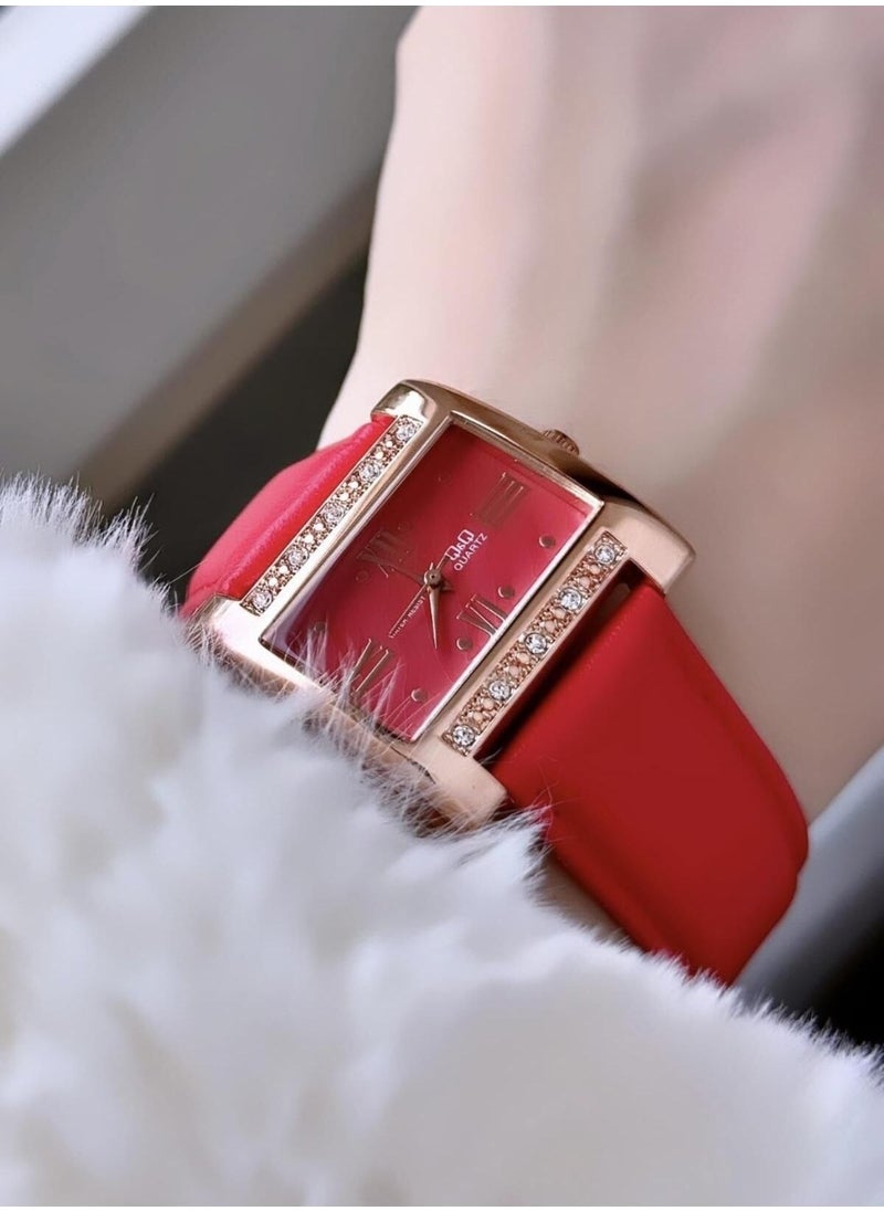 Q&Q vintage Women's Leather Band Wristwatch  - Image 1