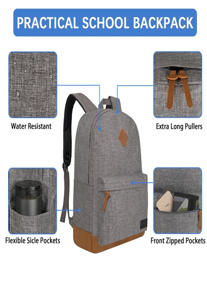 Goloni Classic Backpack with USB Charging Port,Water Resistant Travel Backpack for Men & Women,Laptop Backpack, Grey, 17.3inch - Image 4