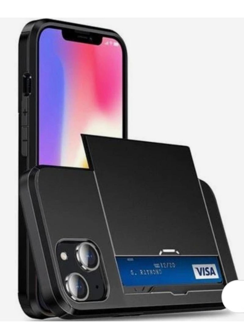 GULFLINK iPhone 15 Plus Case with Card Holder Heavy Duty Dual Layer Hidden Card Slot Slim Wallet case Black - Image 2