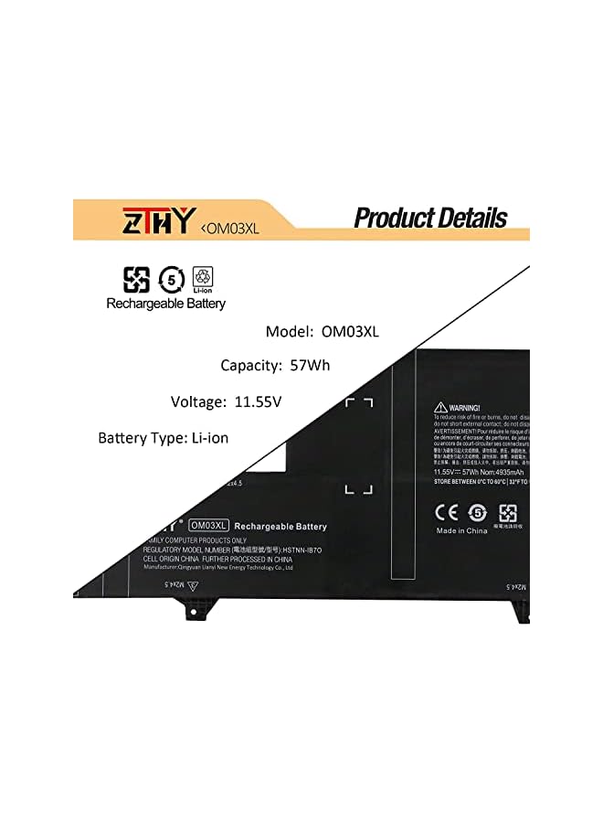 ZTHY 57Wh Om03Xl Laptop Battery Compatible With Hp Elitebook X360 1030 G2 13.3" Y8Q67Ea Y8Q89Ea Z2W62Ea Series Hstnn-Ib7O 863167-1B1 Hsn-I04C Omo3Xl 0Mo3Xl Om03057Xl 863280-855 863167-171 - Image 4