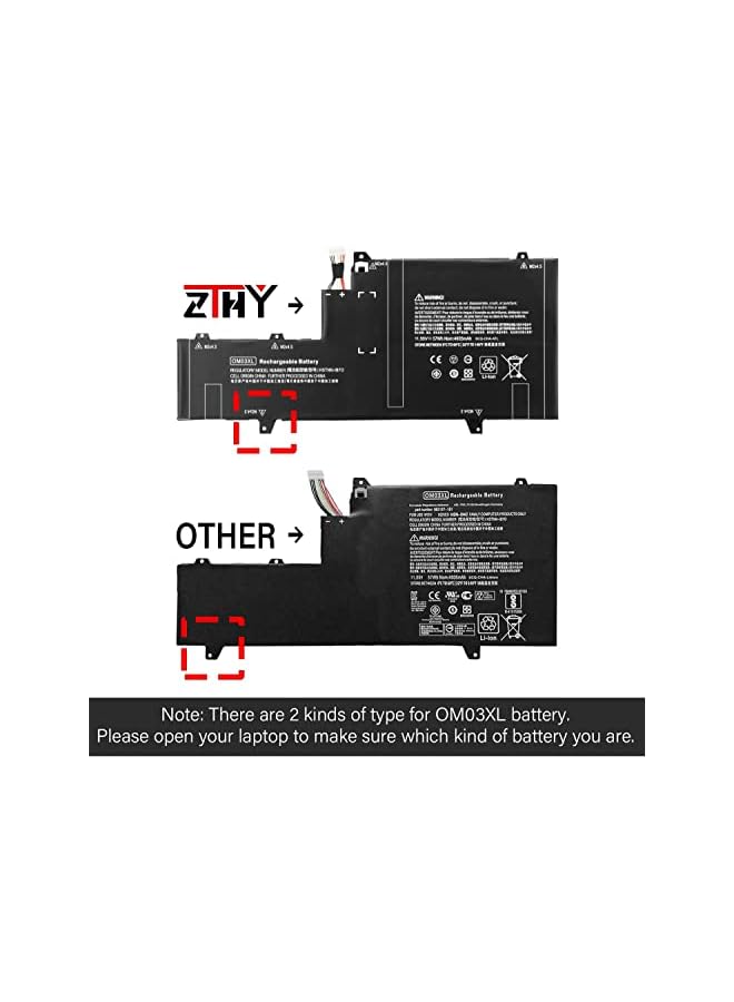 ZTHY 57Wh Om03Xl Laptop Battery Compatible With Hp Elitebook X360 1030 G2 13.3" Y8Q67Ea Y8Q89Ea Z2W62Ea Series Hstnn-Ib7O 863167-1B1 Hsn-I04C Omo3Xl 0Mo3Xl Om03057Xl 863280-855 863167-171 - Image 2