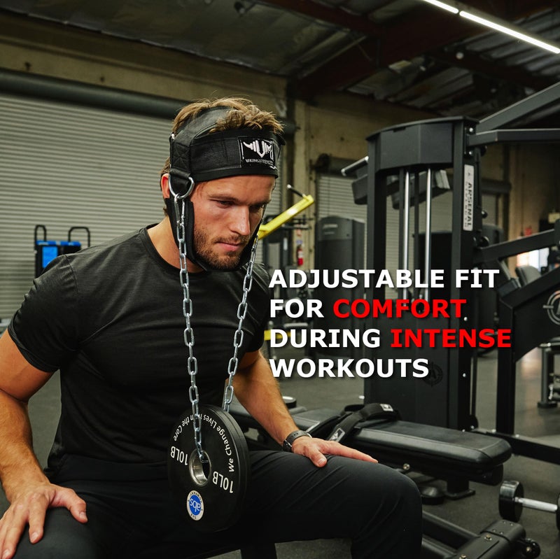 Vikingstrength Neck Harness Padded Strength Trainer- Premium Quality for Neck Curls and Training. Head Exerciser for Sports and Fitness, D ring + V-Strength Workout App - Image 4