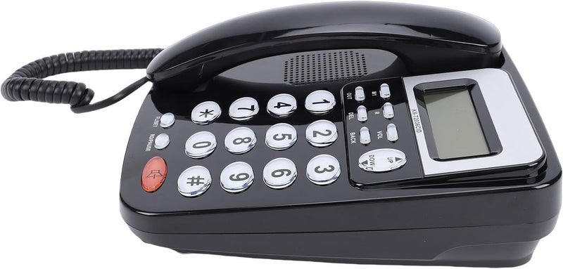 fosa Desk Phone Large Capacity Storage Caller ID Display Corded Landline Telephone, Plug and Play for Home and Work, ABS Material (Black) - Image 2
