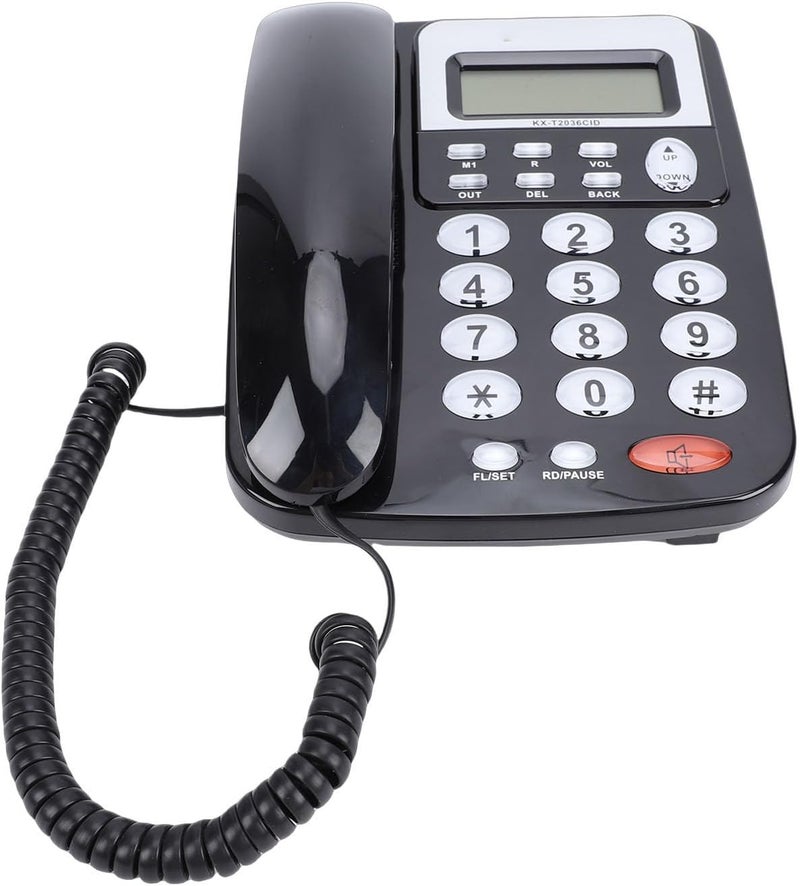 fosa Desk Phone Large Capacity Storage Caller ID Display Corded Landline Telephone, Plug and Play for Home and Work, ABS Material (Black) - Image 5