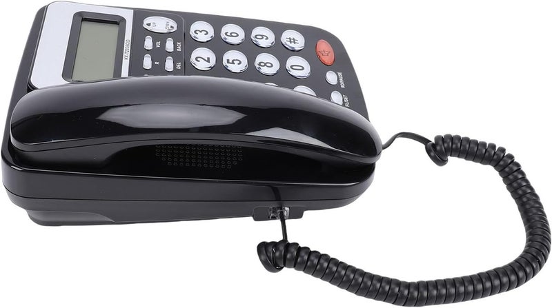 fosa Desk Phone Large Capacity Storage Caller ID Display Corded Landline Telephone, Plug and Play for Home and Work, ABS Material (Black) - Image 3
