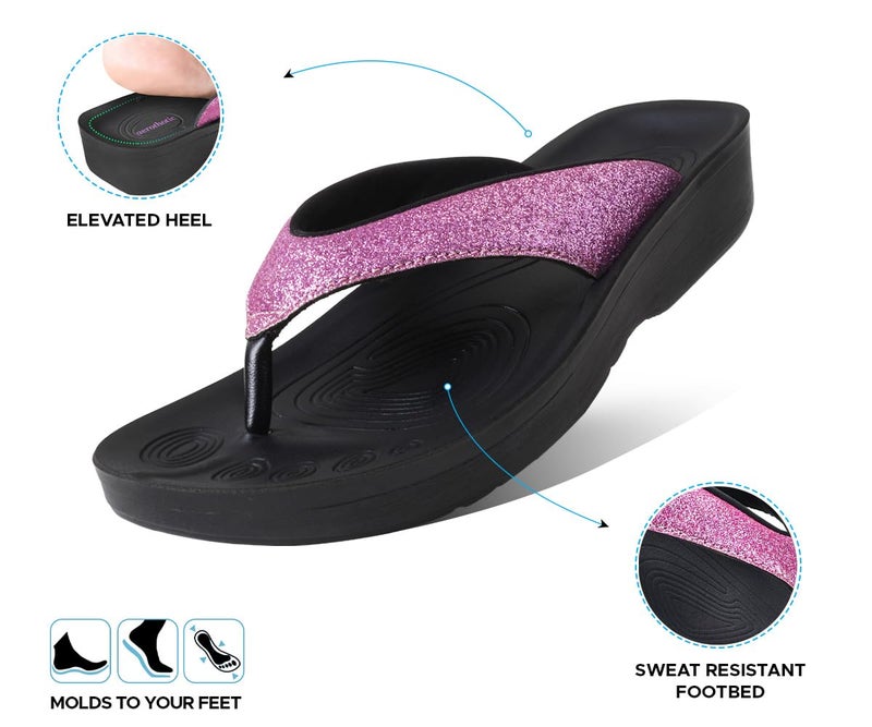 AEROTHOTIC Flip Flops for Women, Crystal Purple, Size 6 - Image 4