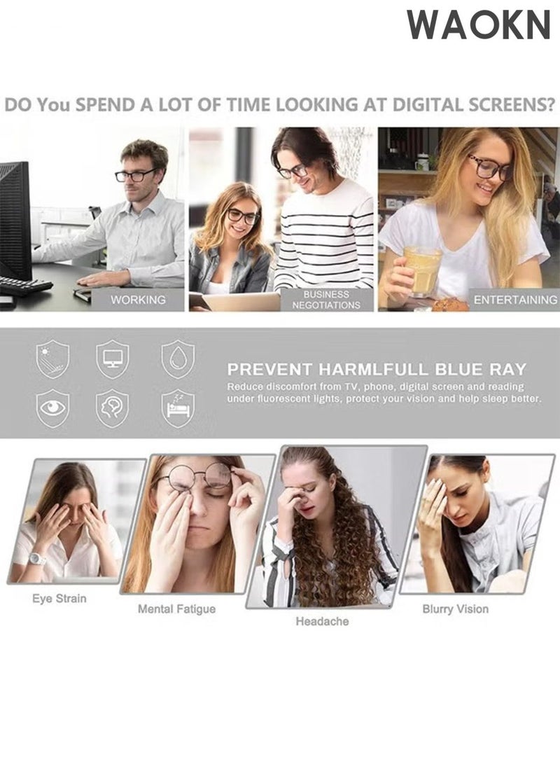 WAOKN Blue Light Blocking Glasses ,TR frame Reading Eyeglasses Large Frame Fashion Trend Eyewear ,Blue Light Computer Reader Clear Vision Anti Eyestrain Eyewear ,Fashionable UV resistant, photosensitive, and blue light resistant glasses,unisex. - Image 2