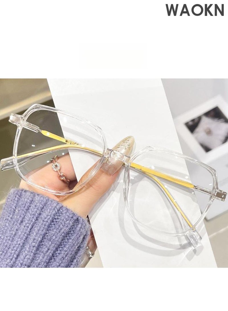 WAOKN Blue Light Blocking Glasses ,TR frame Reading Eyeglasses Large Frame Fashion Trend Eyewear ,Blue Light Computer Reader Clear Vision Anti Eyestrain Eyewear ,Fashionable UV resistant, photosensitive, and blue light resistant glasses,unisex. - Image 3