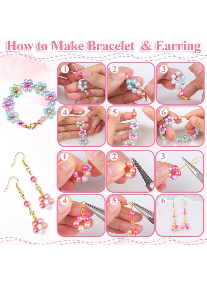 Jollidecor Pearl Beads for Jewelry Making, 8MM 32Colors Round Pearls Beads with Holes, 1000Pcs Handcrafted Colorful Loose Spacer Beads Small Filler Beads for DIY Craft Bracelet Necklace Earrings Jewelry Making - Image 4