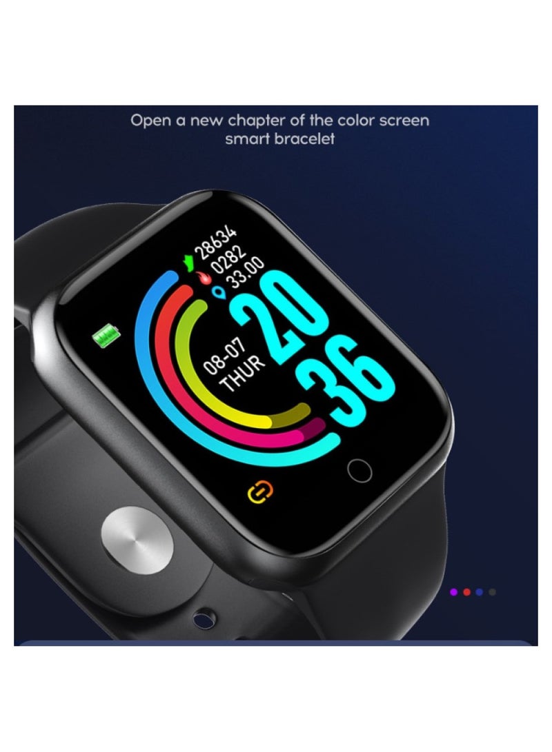 GUDOO Smart Watch for Girls Boys Kids Teens Men Women with Blood Pressure Monitor Fitness Tracker Call and Message Notification - Rectangular Dial Black - Image 2