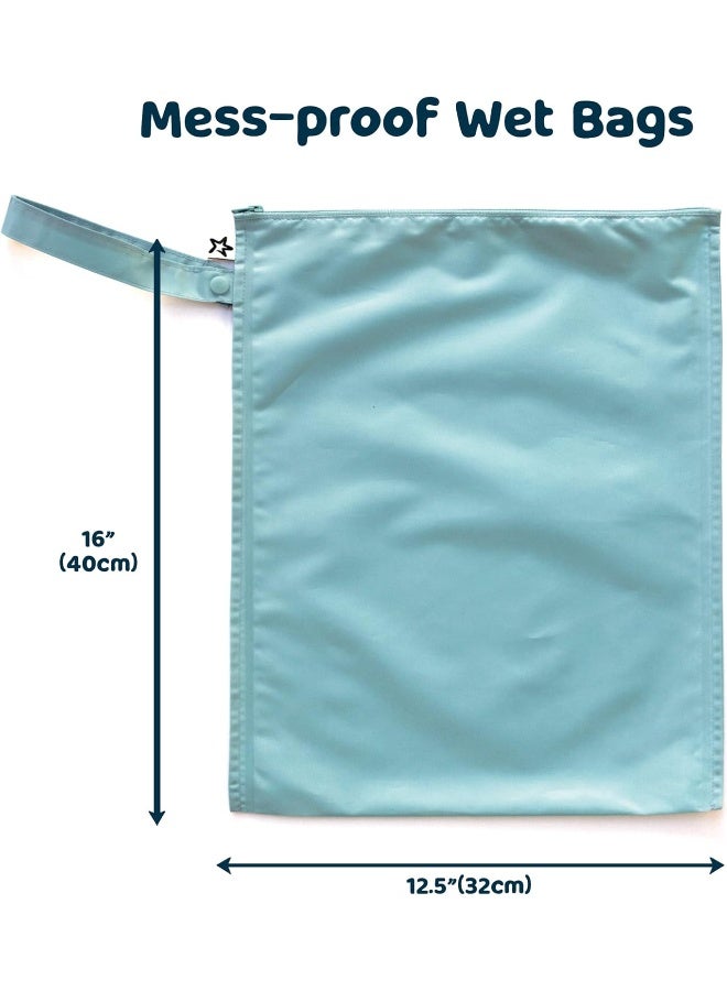 Tiny Twinkle Mess-proof Wet Bags 2 Pack Waterproof and Washable Bag for Travel storage, Stroller, Daycare, Baby Diapers, Yoga, Beach, Pool, Wet Toddler Swimsuits - Image 2