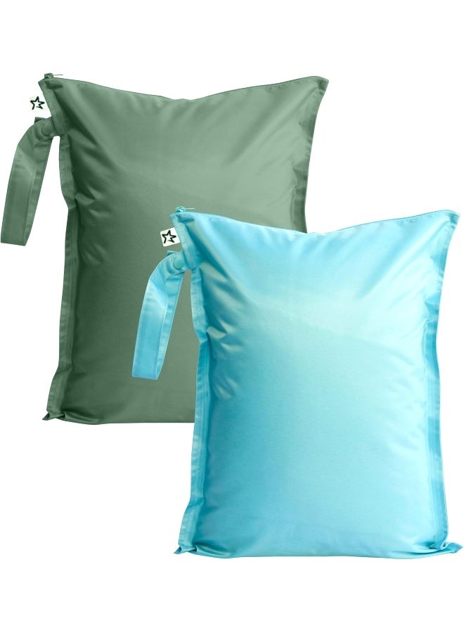 Tiny Twinkle Mess-proof Wet Bags 2 Pack Waterproof and Washable Bag for Travel storage, Stroller, Daycare, Baby Diapers, Yoga, Beach, Pool, Wet Toddler Swimsuits - Image 1