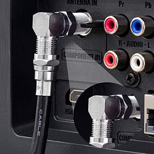onelinkmore RG6 Coax Cable Extender Connector Upgraded F Type Adapter Coaxial Cable Right Angle Connector Male to Female Quick Adapter for Tight Corner Wall Mounted, TV Cables 90 Degree Pack of 2 - Image 3