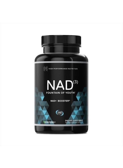 مكملات NAD3 NAD+ Booster | حجم إضافي لإمدادات 4 أشهر | مثبتة سريريًا ومختبرة بشكل مستقل - إصلاح التمثيل الغذائي | 311 مجم لكل وجبة - 240 كبسولة