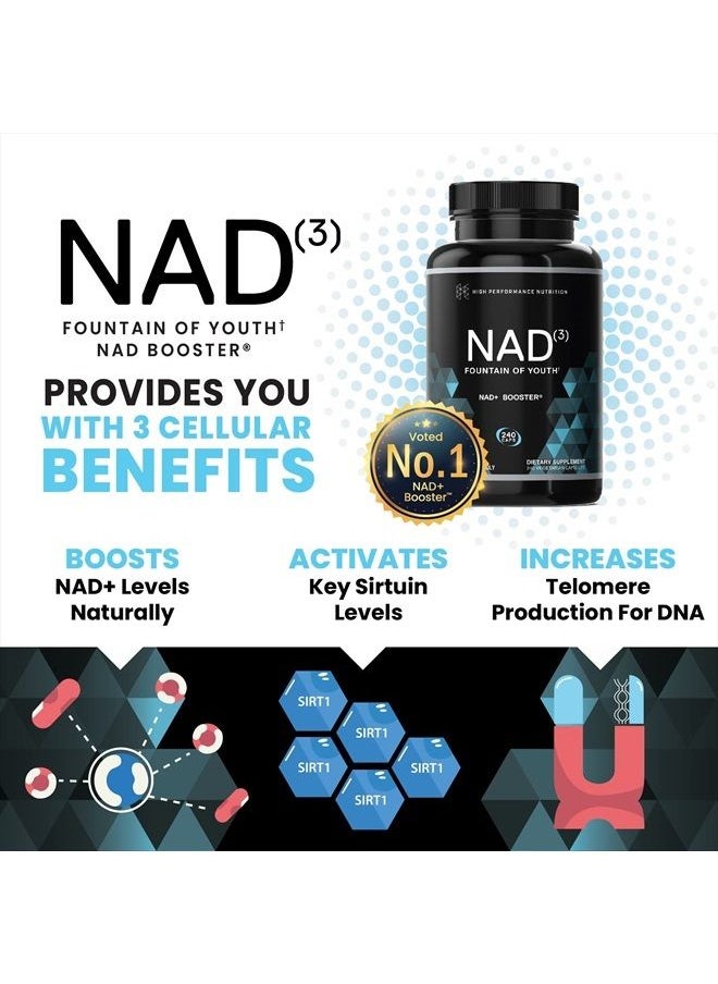 HPN - مكملات NAD3 NAD+ Booster | حجم إضافي لإمدادات 4 أشهر | مثبتة سريريًا ومختبرة بشكل مستقل - إصلاح التمثيل الغذائي | 311 مجم لكل وجبة - 240 كبسولة - Image 1