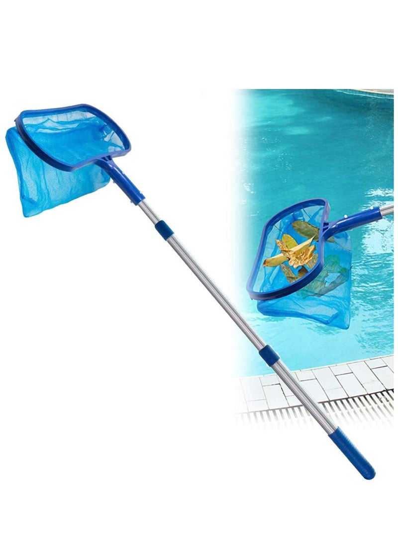 SYOSI - Swimming Pool Deep Skimmer Net with 20" 46" Telescopic Pole Leaf Skimmer Fine Mesh Net Rake Net for Cleaning Above Ground Inground Pool Hot Tub Spa Pond with Pole - Image 1