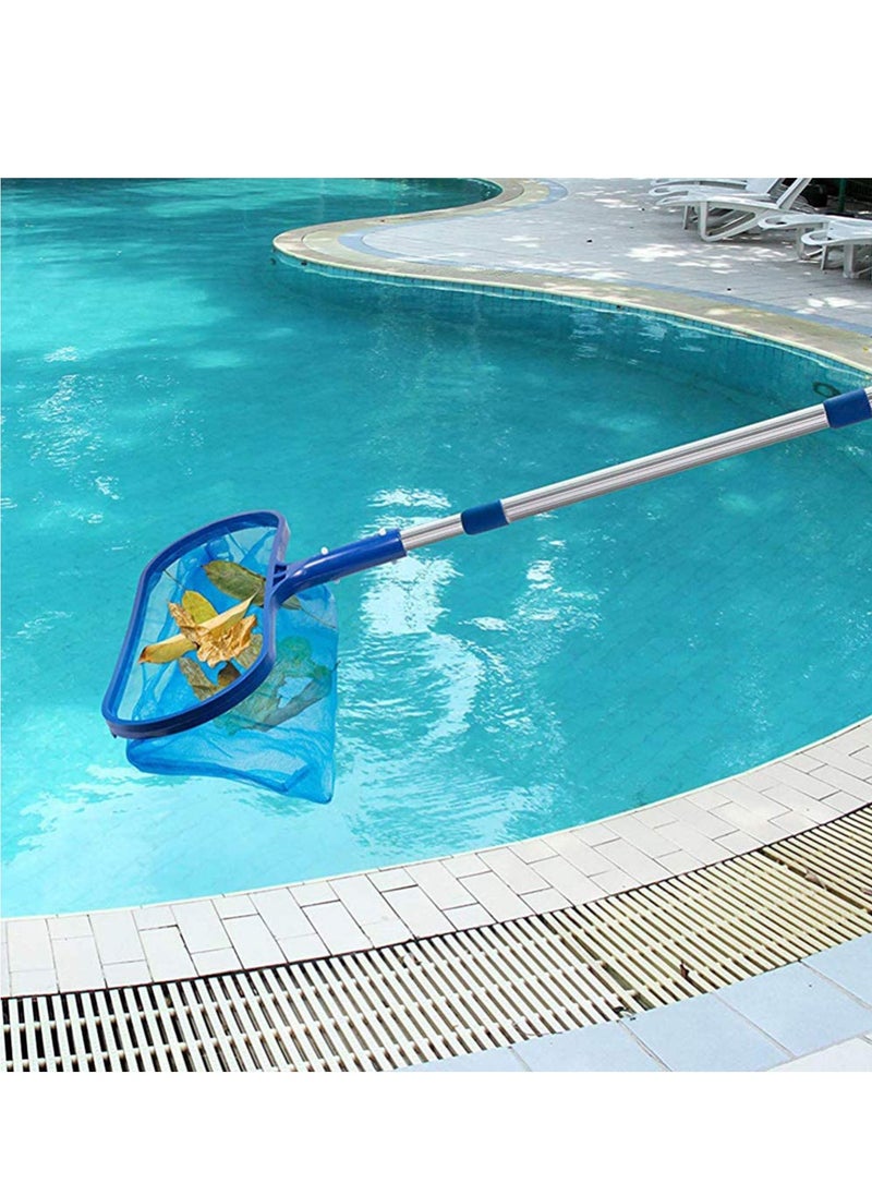 SYOSI - Swimming Pool Deep Skimmer Net with 20" 46" Telescopic Pole Leaf Skimmer Fine Mesh Net Rake Net for Cleaning Above Ground Inground Pool Hot Tub Spa Pond with Pole - Image 1