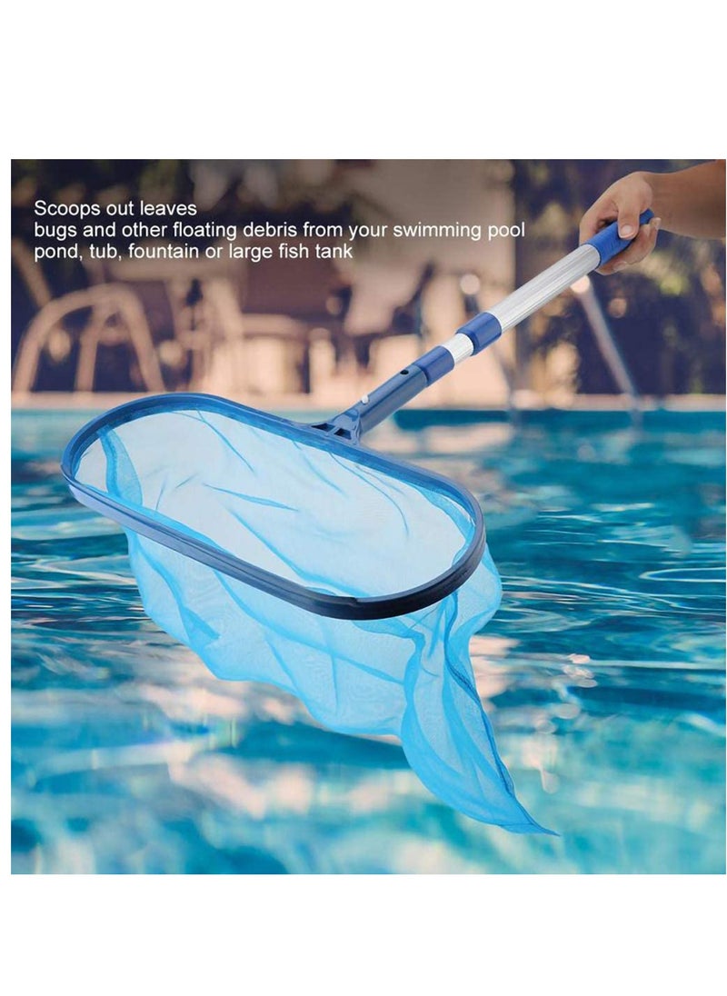 SYOSI - Swimming Pool Deep Skimmer Net with 20" 46" Telescopic Pole Leaf Skimmer Fine Mesh Net Rake Net for Cleaning Above Ground Inground Pool Hot Tub Spa Pond with Pole - Image 1