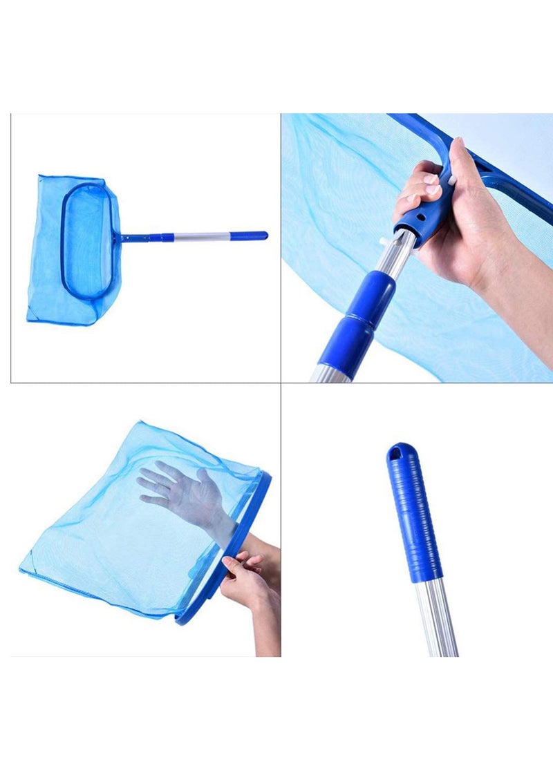 SYOSI - Swimming Pool Deep Skimmer Net with 20" 46" Telescopic Pole Leaf Skimmer Fine Mesh Net Rake Net for Cleaning Above Ground Inground Pool Hot Tub Spa Pond with Pole - Image 1