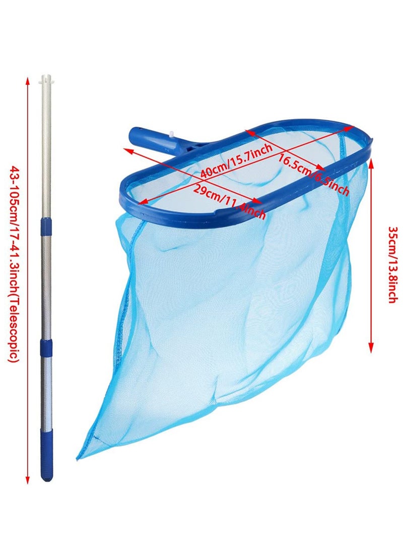SYOSI - Swimming Pool Deep Skimmer Net with 20" 46" Telescopic Pole Leaf Skimmer Fine Mesh Net Rake Net for Cleaning Above Ground Inground Pool Hot Tub Spa Pond with Pole - Image 1